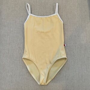 Yumiko Leotard Marisa Yellow w/ White Velvet Trim - Size Kids 10